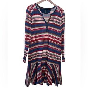 Ralph Lauren LRL Jeans Co. Southwestern Aztec Striped Drop-Waist Midi Dress 2X